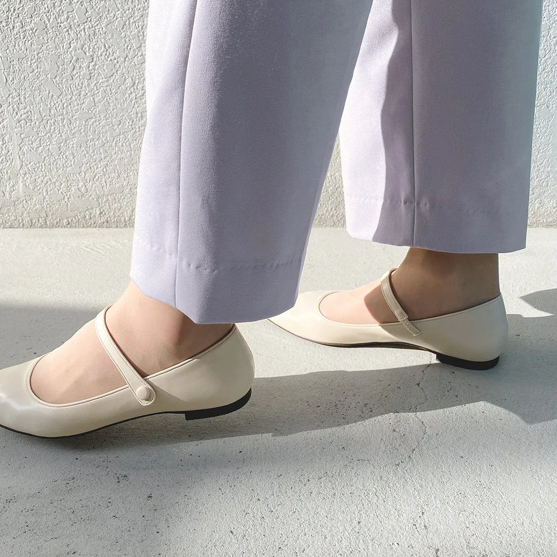 50% OFF: Mary Jane Strap Flat Shoes (4802) Ivory