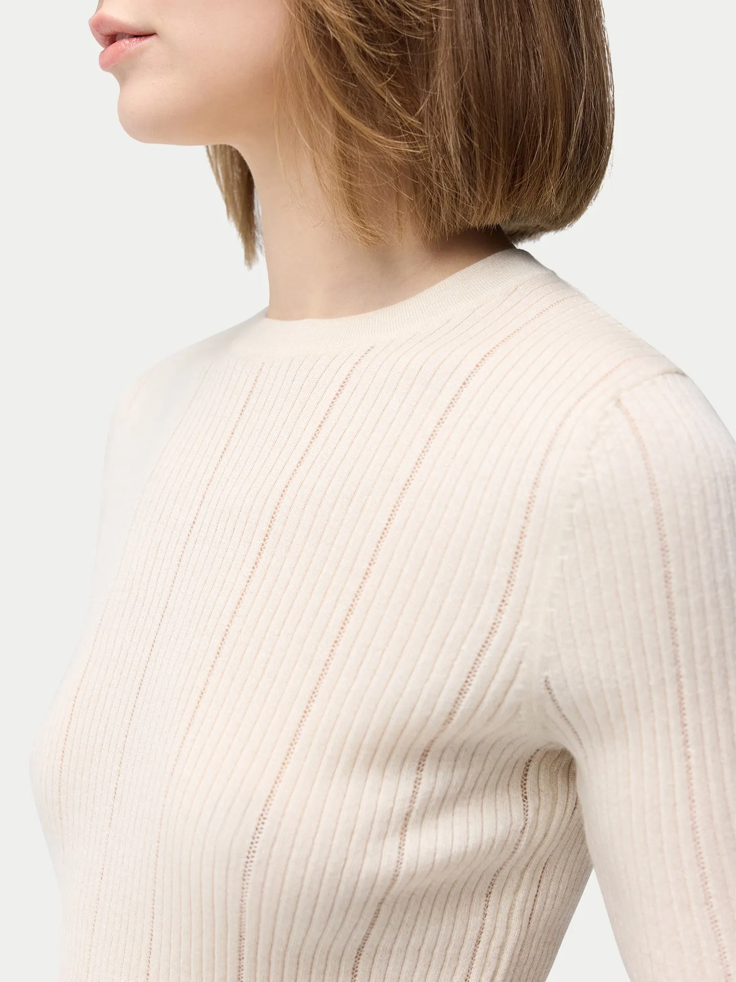 Ajour-Knit Cashmere Silk Top