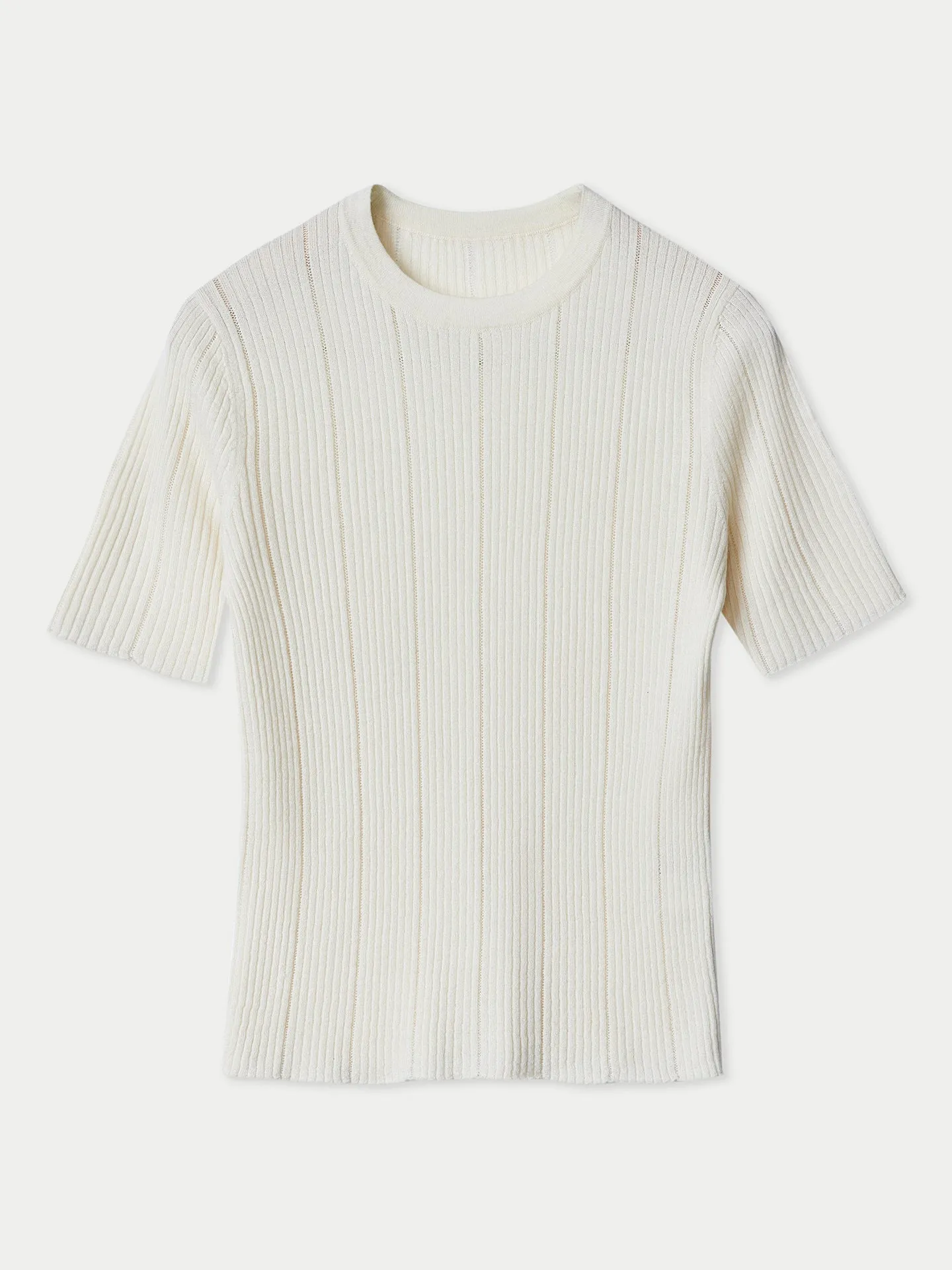 Ajour-Knit Cashmere Silk Top