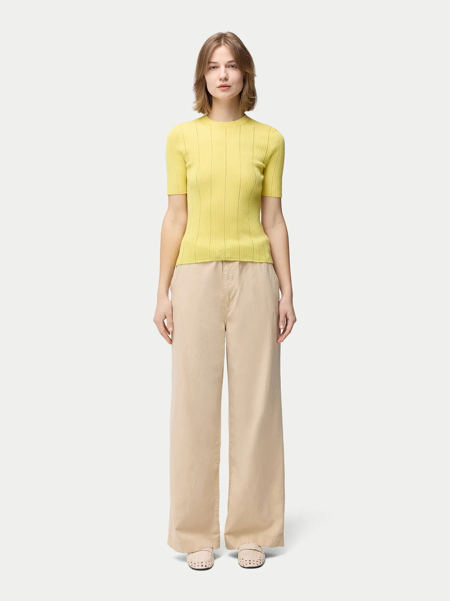 Ajour-Knit Cashmere Silk Top