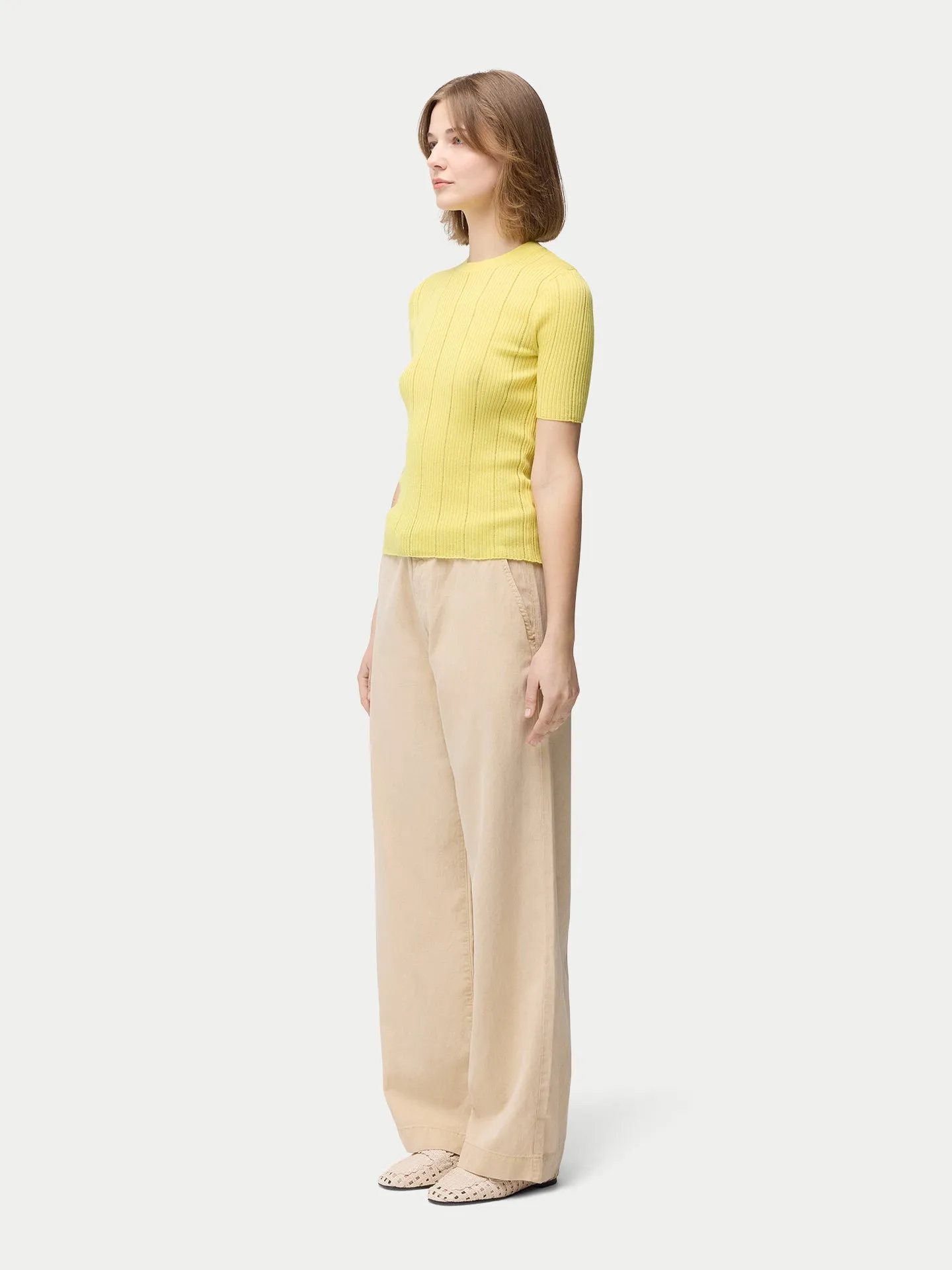 Ajour-Knit Cashmere Silk Top