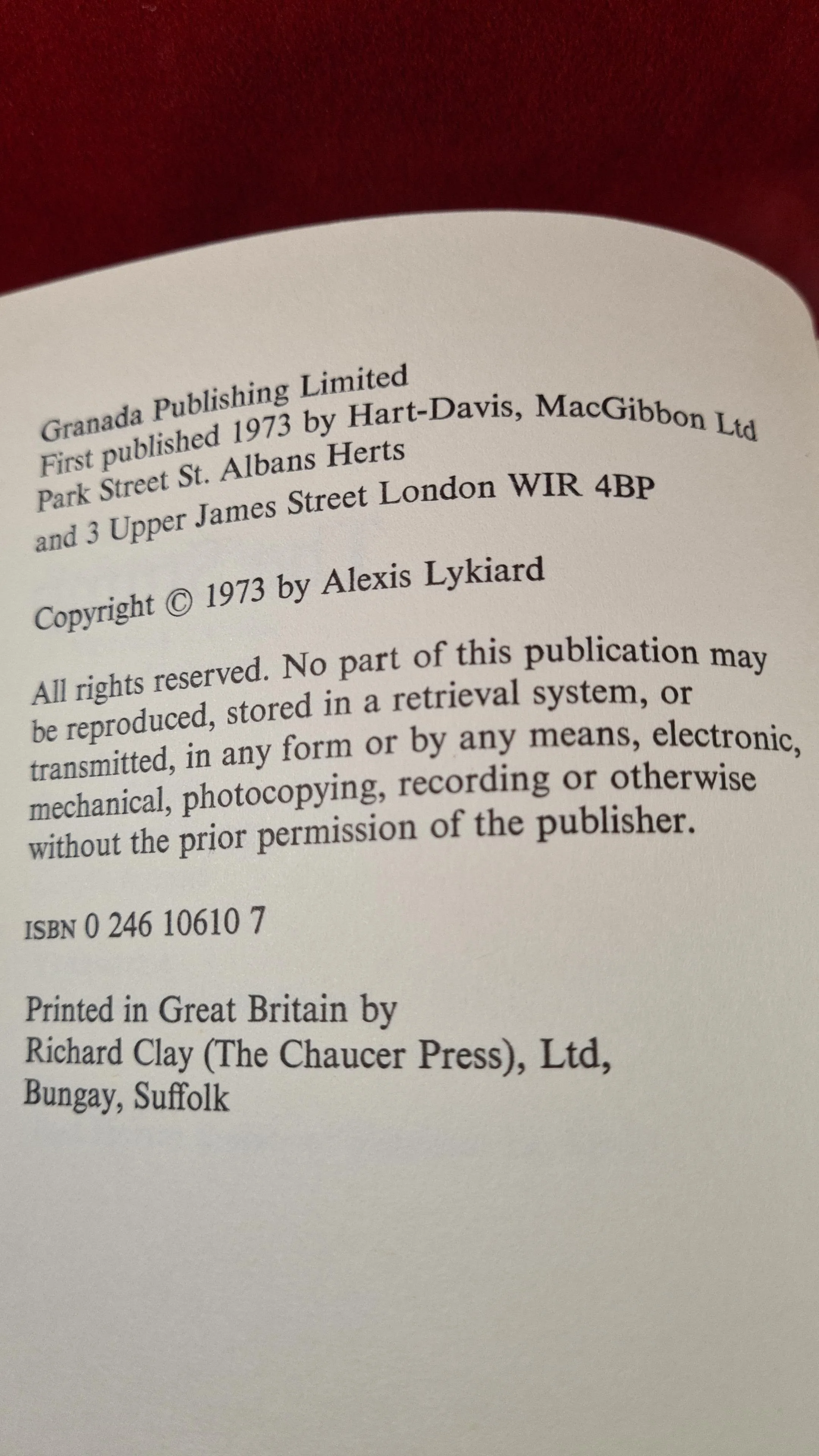 Alexis Lykiard - The Stump, Hart-Davis, 1973