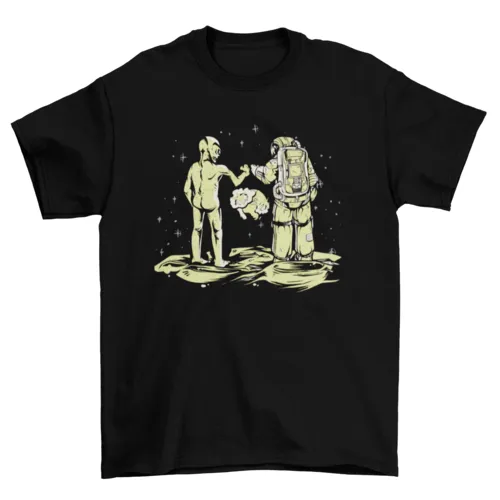 Alien & Astronaut Fist Bump T-Shirt- 5 Colors