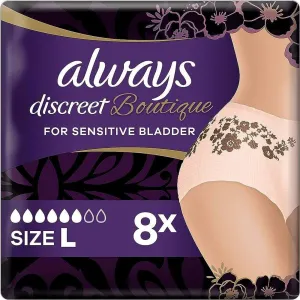 Always Discreet Boutique, Incontinence Underwear Peach Large x8 x 3 Packs