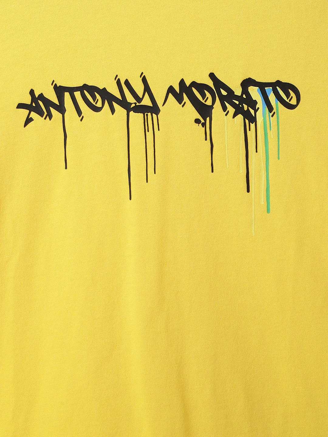 Antony Morato Boys Yellow Printed Round Neck Short Sleeves T-shirt