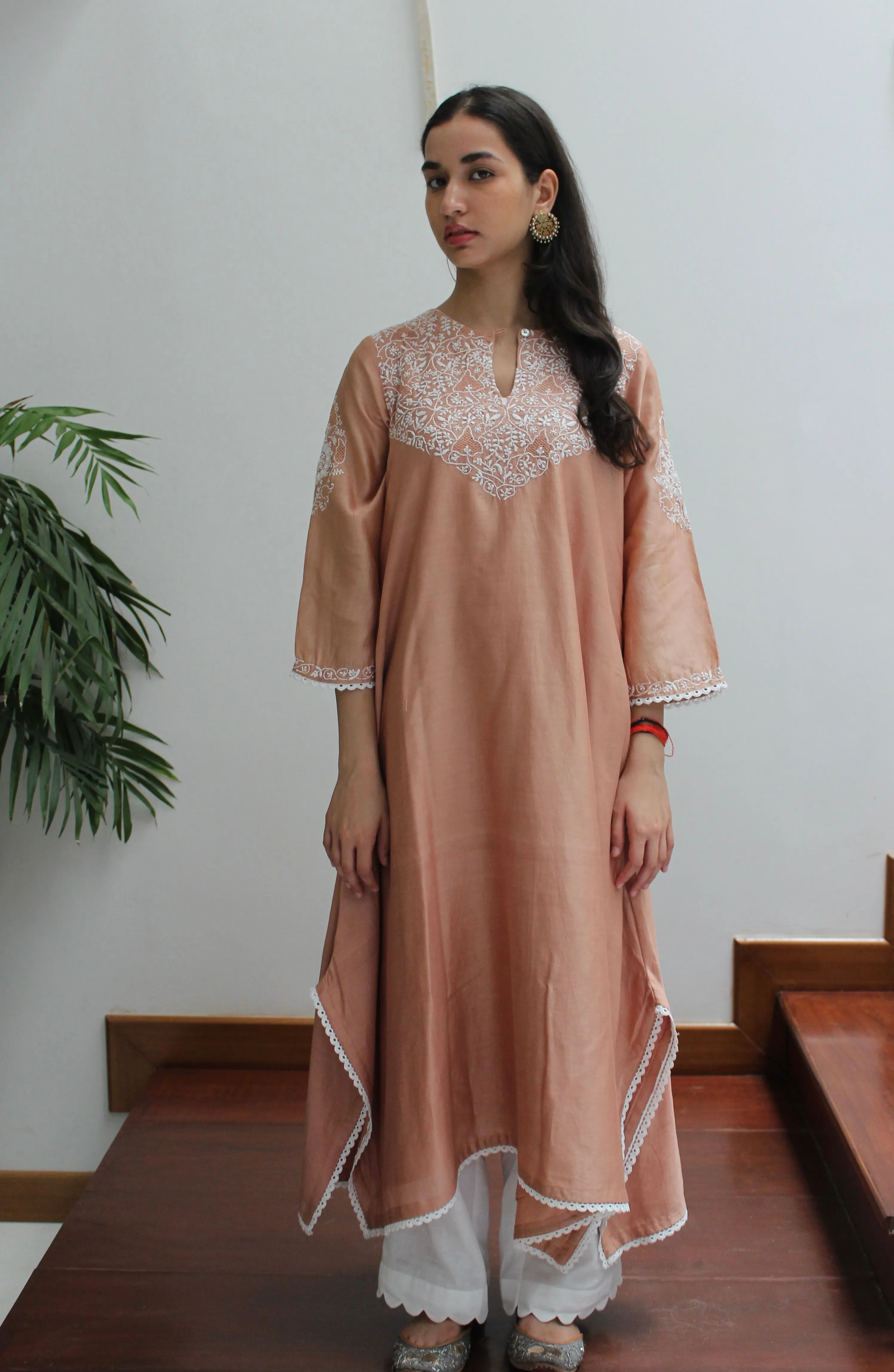 ASYMMETRICAL KURTA - DULL ROSE