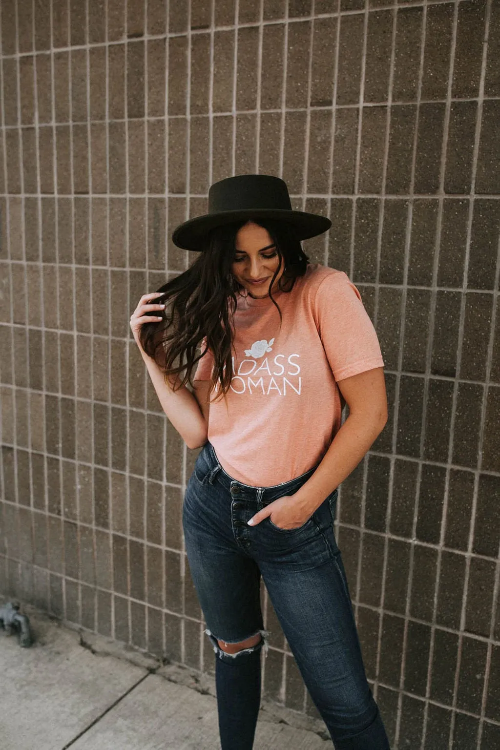 Badass Woman, Rose - Boyfriend Tee