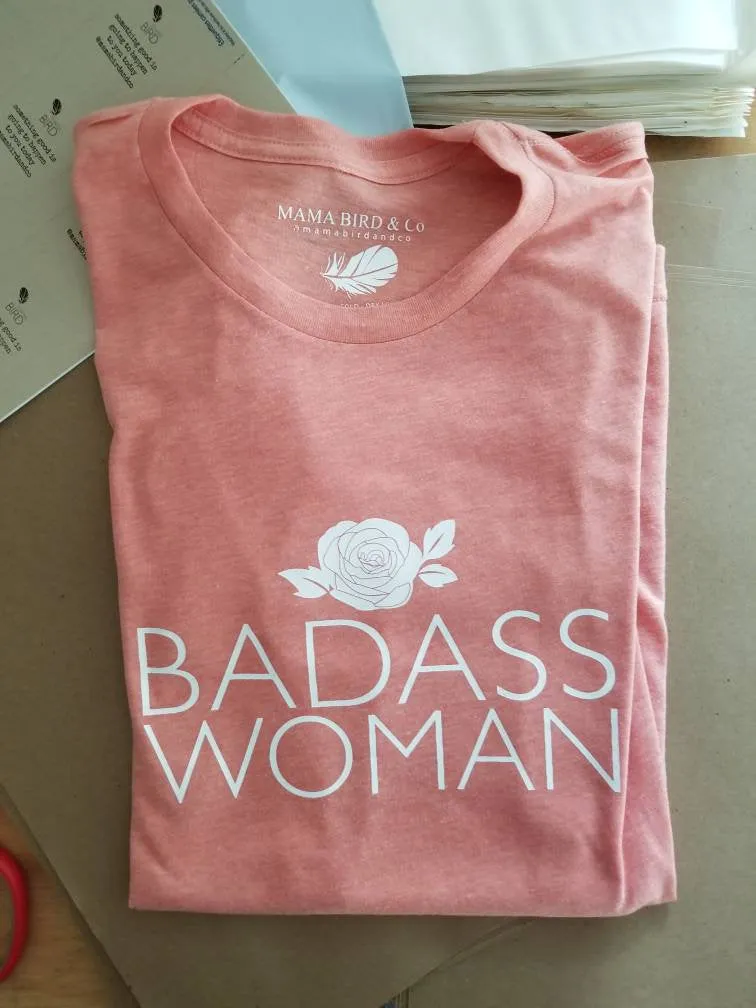Badass Woman, Rose - Boyfriend Tee