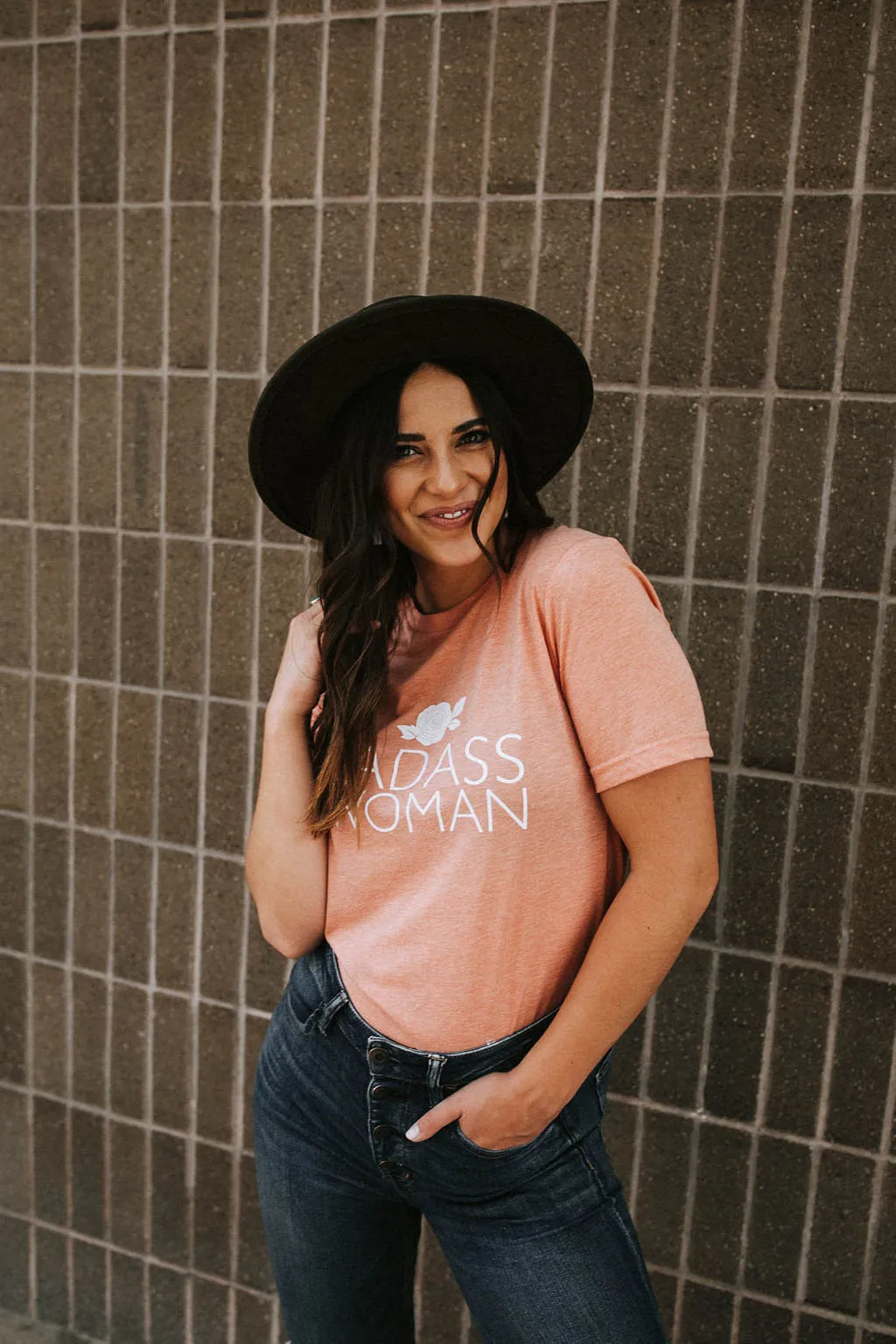 Badass Woman, Rose - Boyfriend Tee