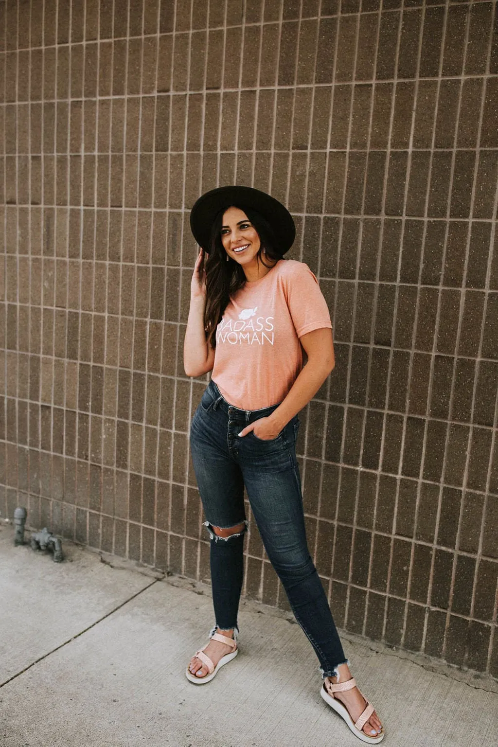 Badass Woman, Rose - Boyfriend Tee
