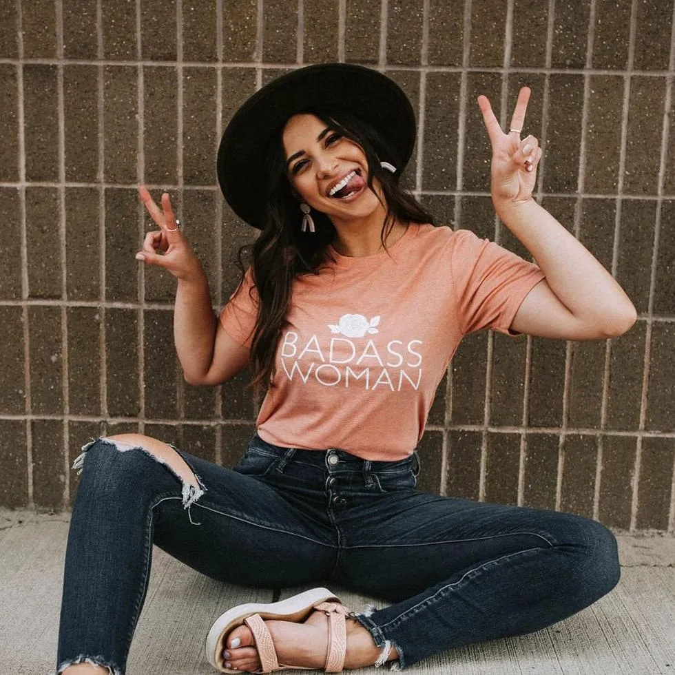 Badass Woman, Rose - Boyfriend Tee