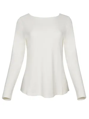 Bamboo Boat Neck Long Sleeve Tee - Cream