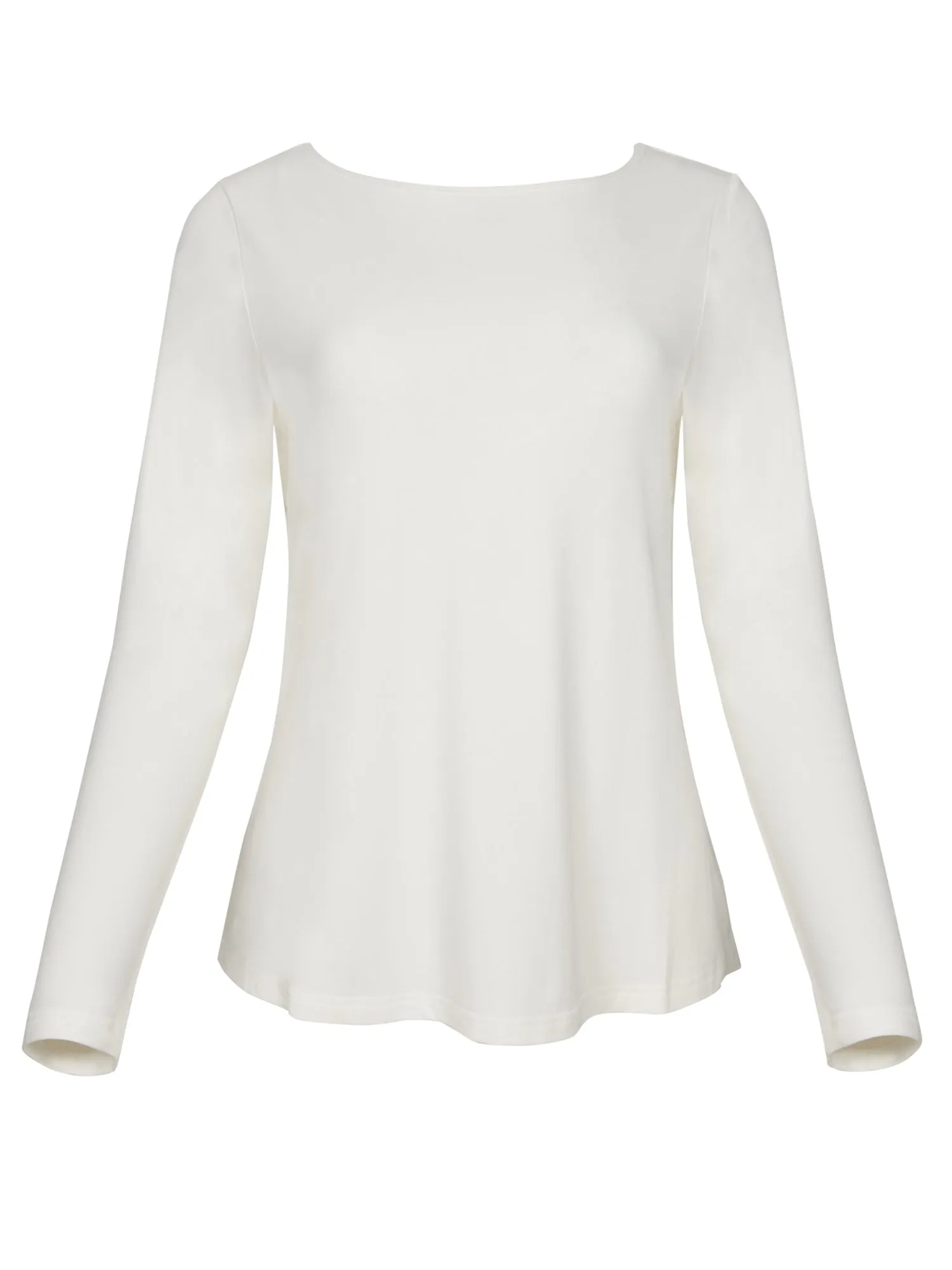 Bamboo Boat Neck Long Sleeve Tee - Cream