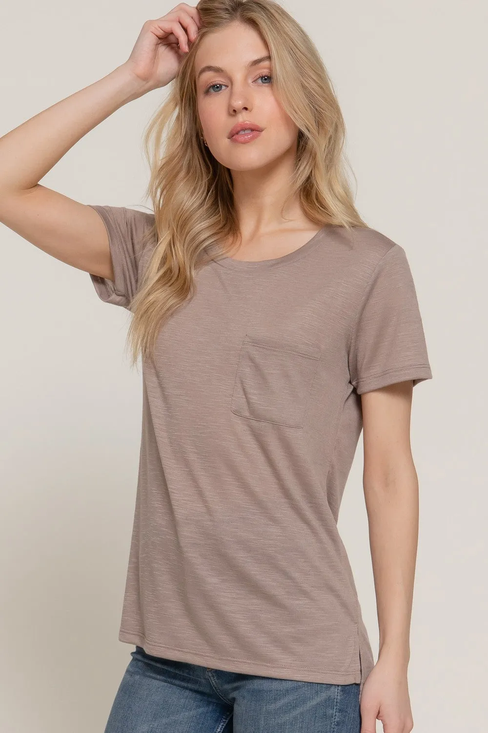 Basic Slub Knit Tee with Pocket