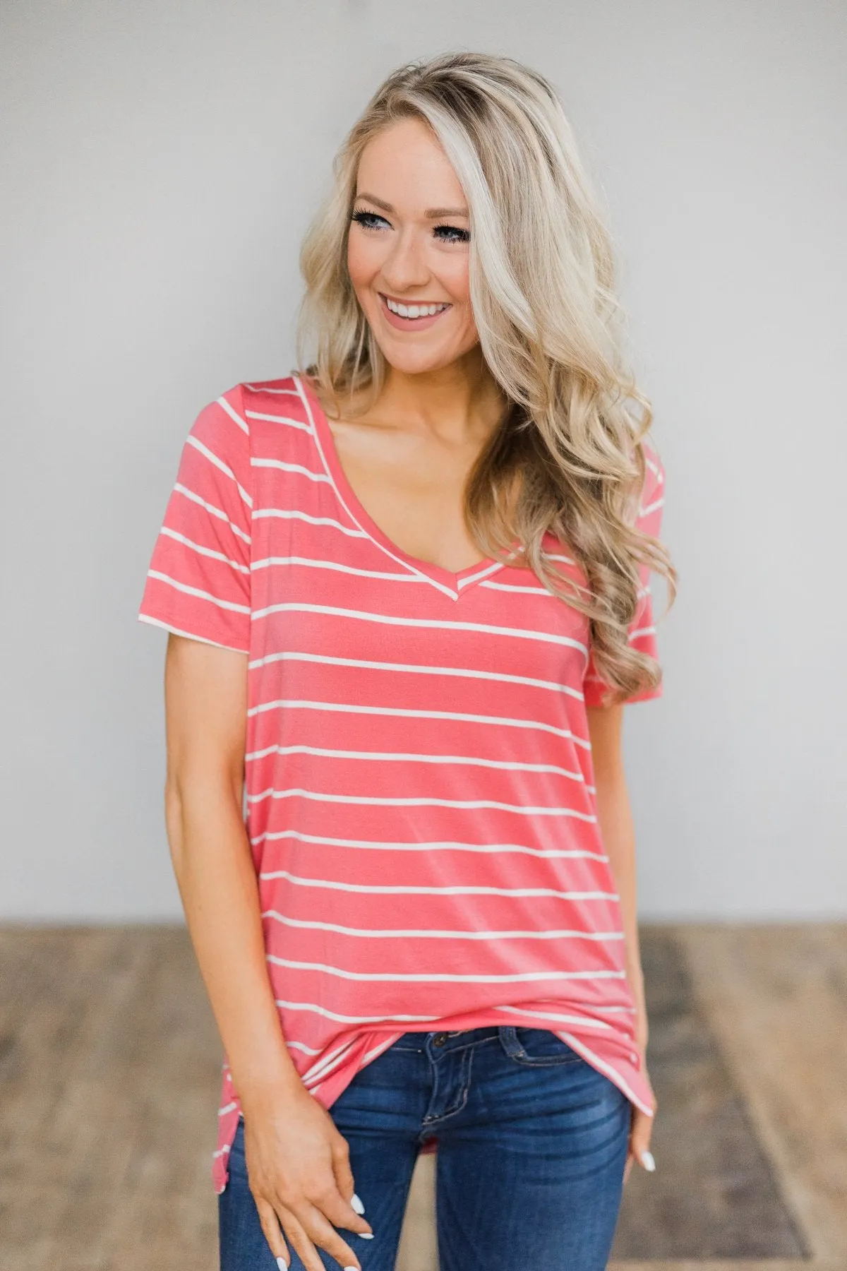 Beautiful and Basic Striped Top- Pink