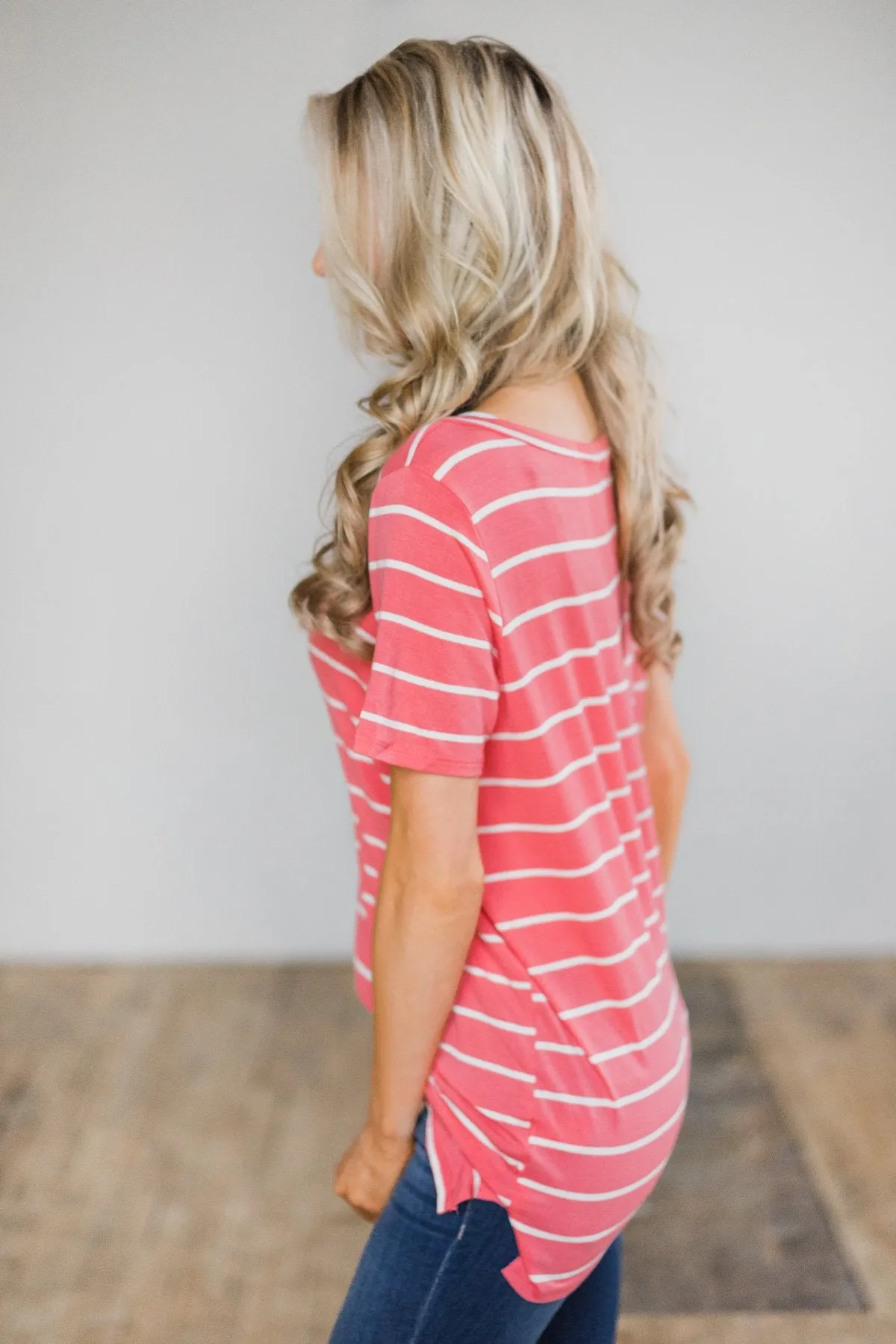Beautiful and Basic Striped Top- Pink