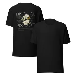 Bisexual  Pride Shirt Black with Vintage Flower Design Subtle but Proud. Relaxed Fit T-shirt