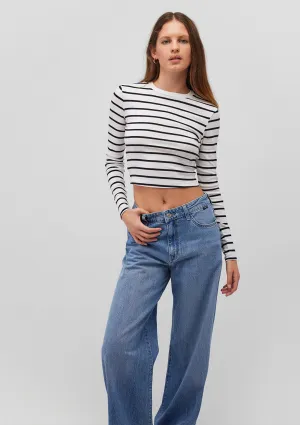 Black Long Sleeve Crop Basic T-Shirt