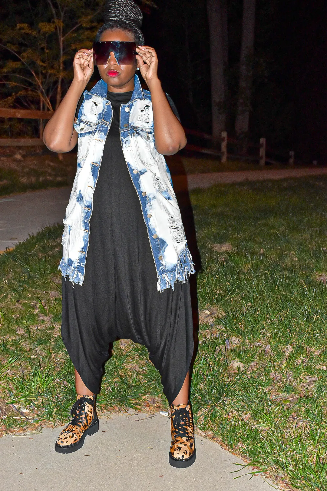 Black Short Sleeved Harem Jumper