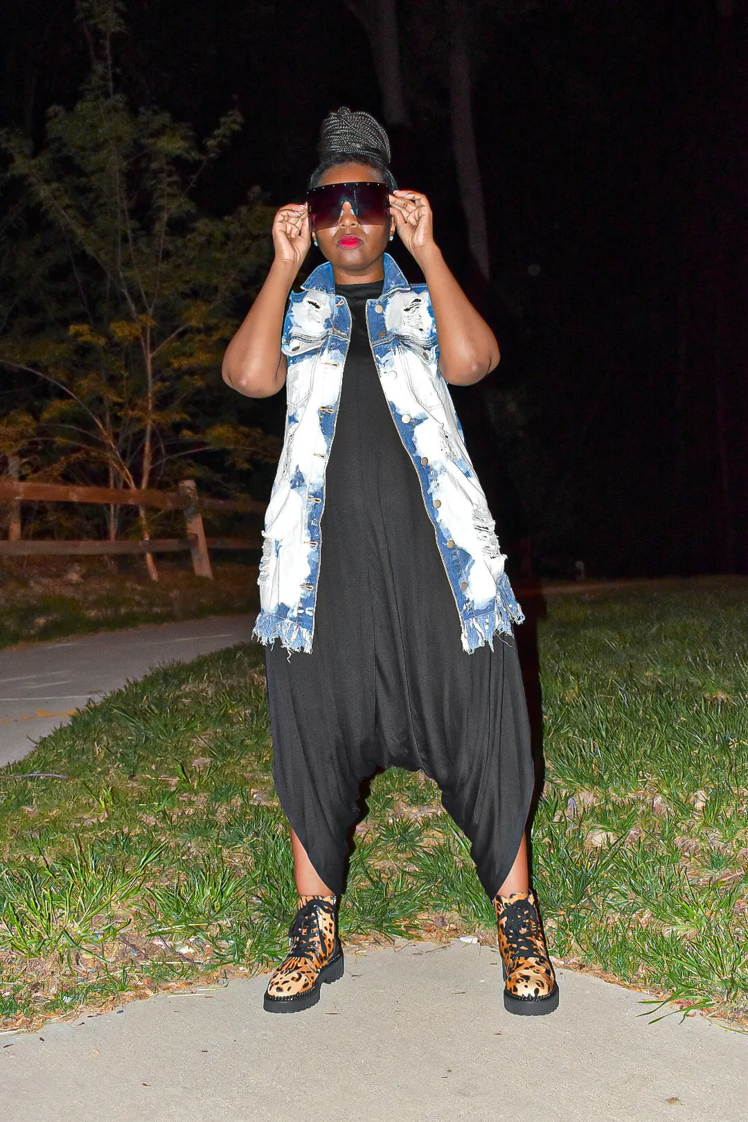 Black Short Sleeved Harem Jumper