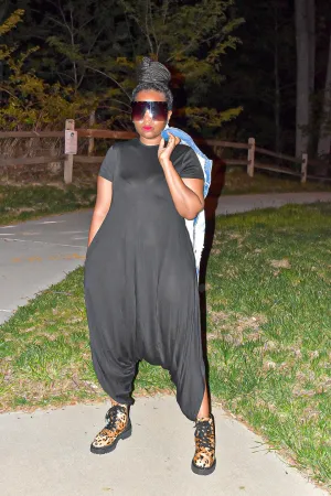 Black Short Sleeved Harem Jumper