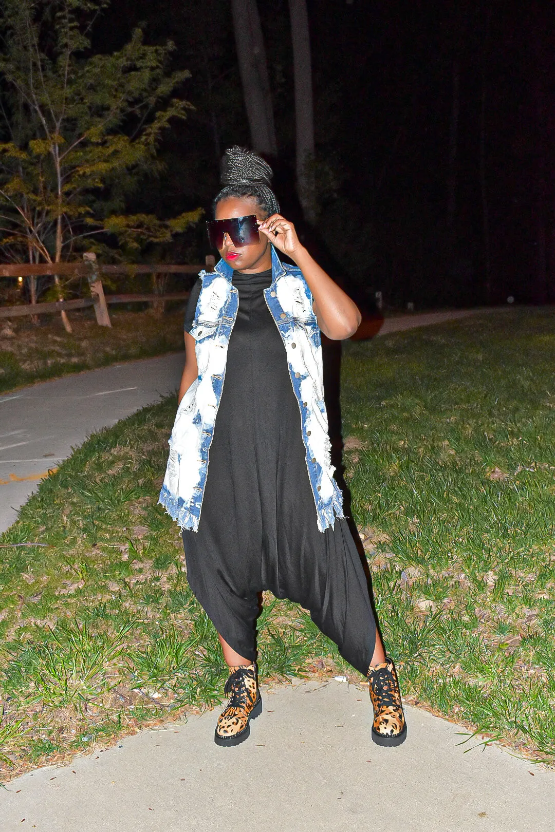 Black Short Sleeved Harem Jumper