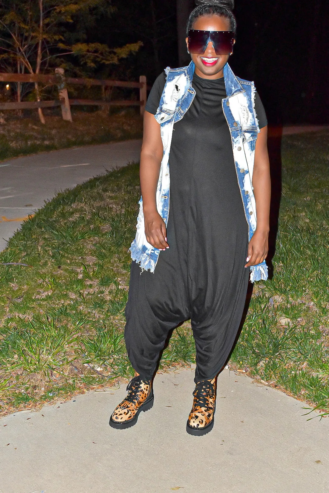 Black Short Sleeved Harem Jumper
