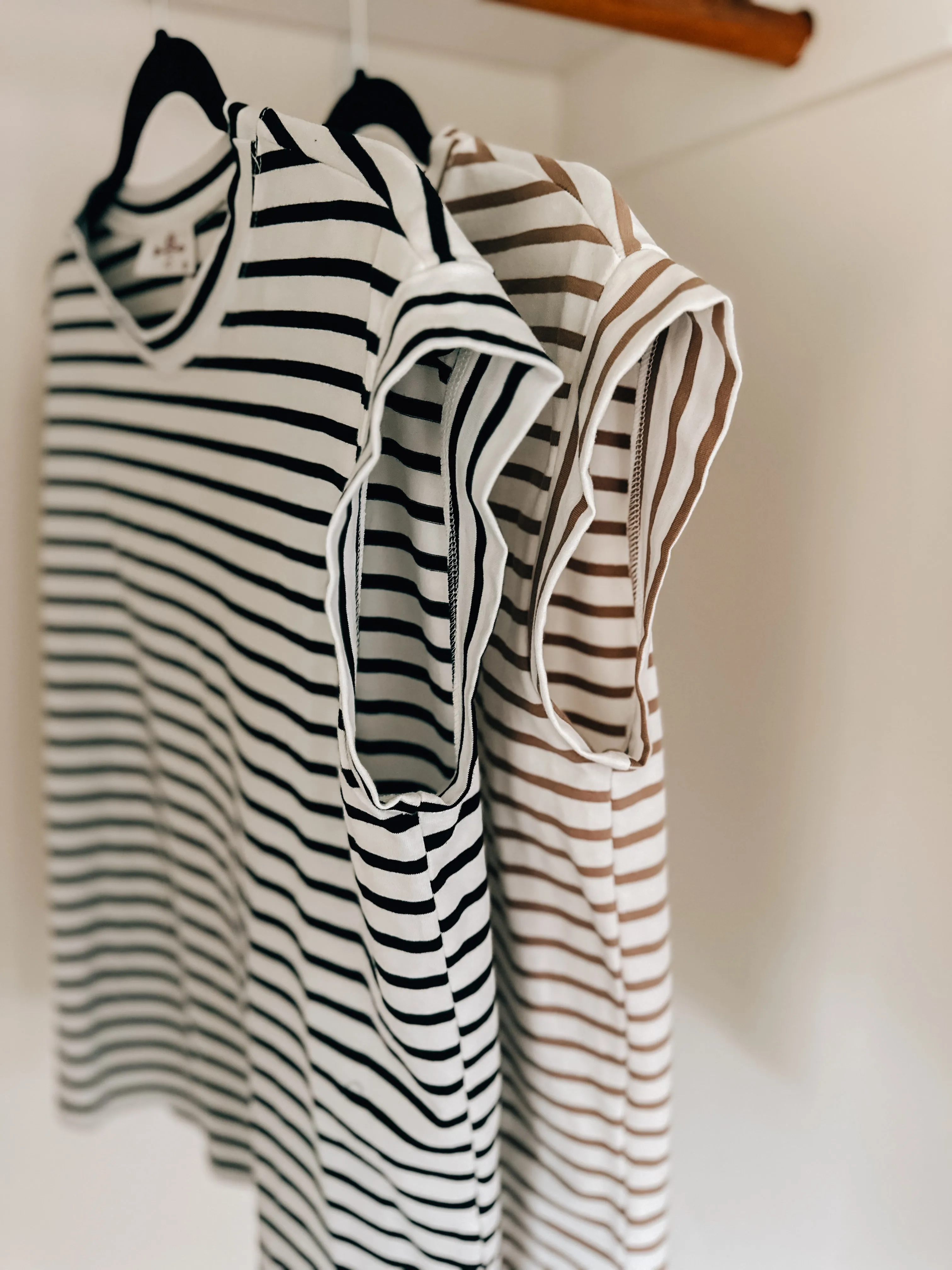 Black   White Striped Cap Sleeve Tank