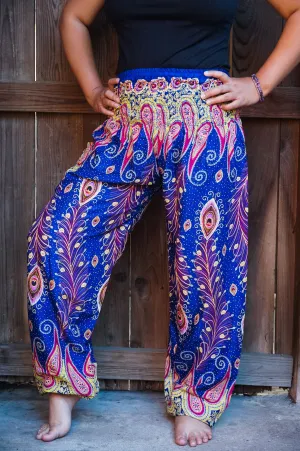 Blue and Orange Peacock Pants