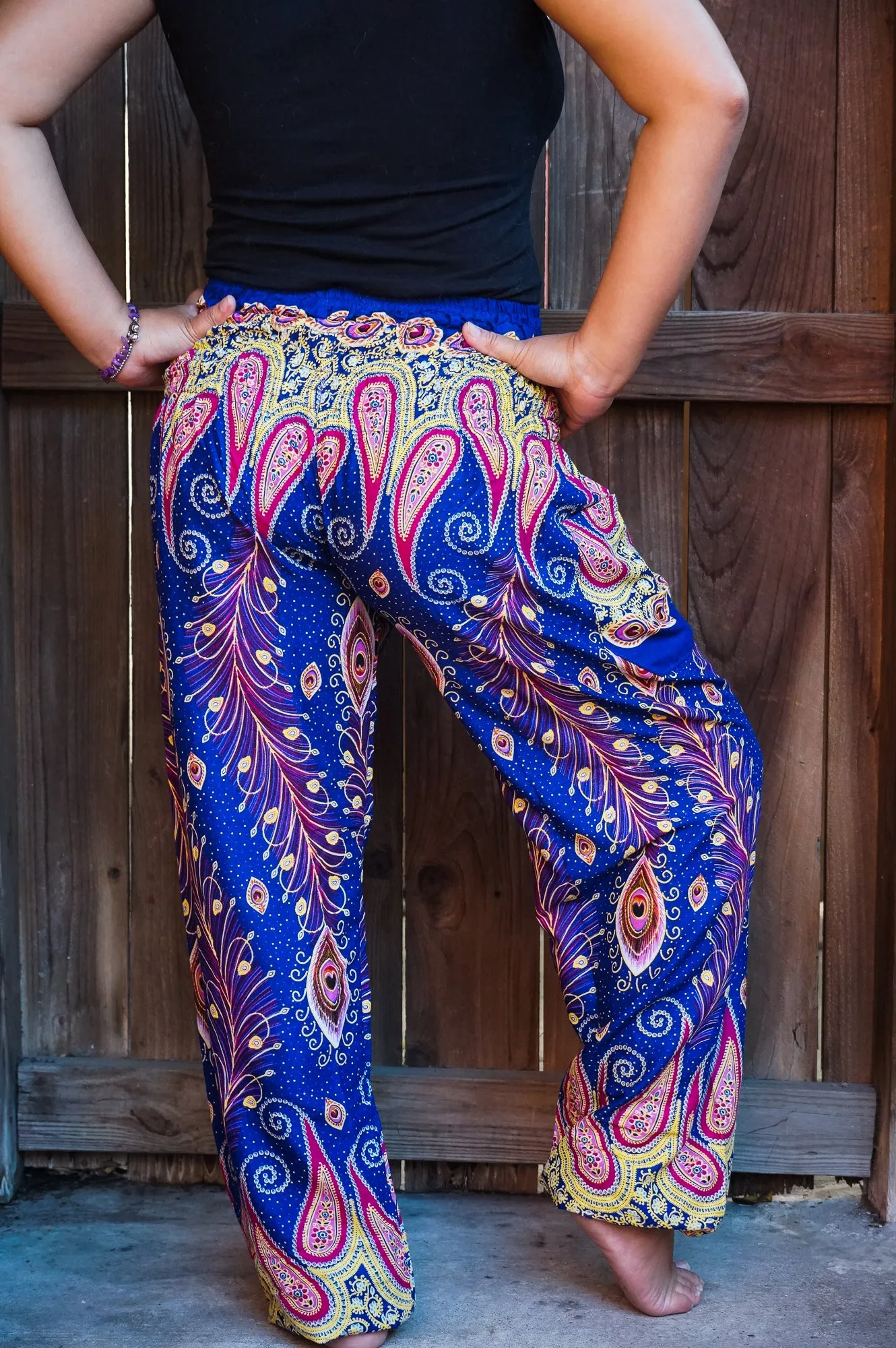 Blue and Orange Peacock Pants