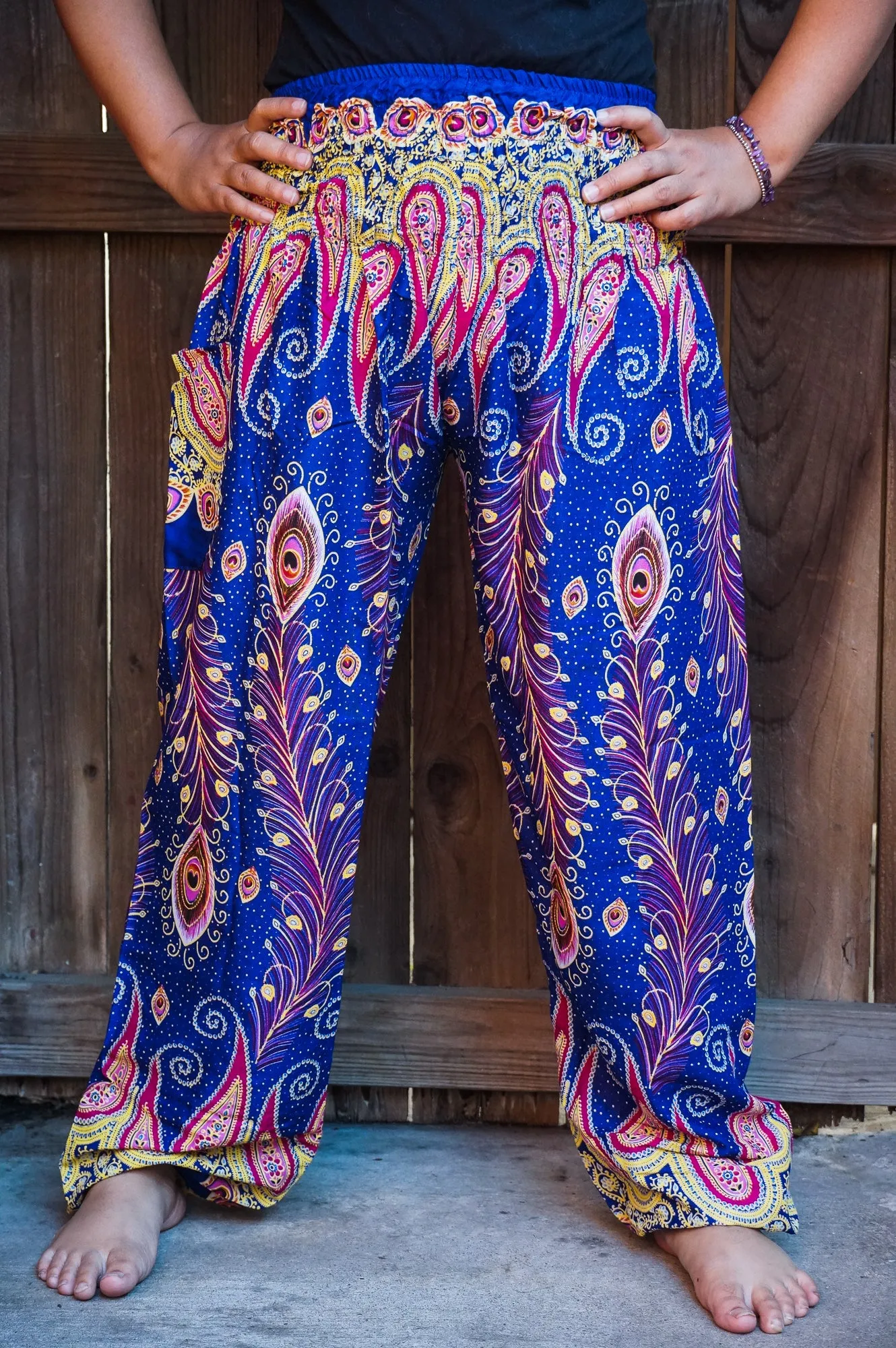 Blue and Orange Peacock Pants