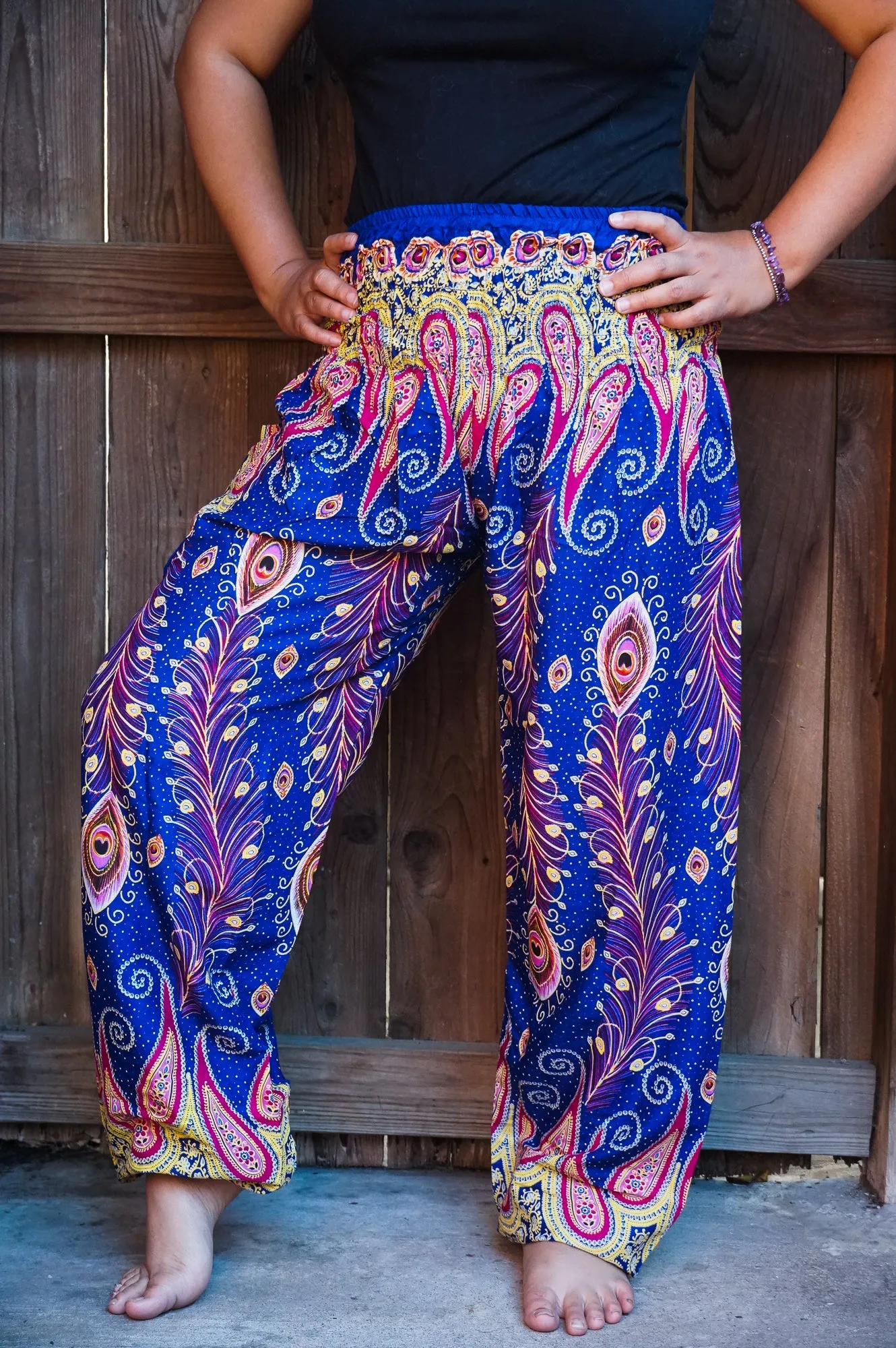 Blue and Orange Peacock Pants