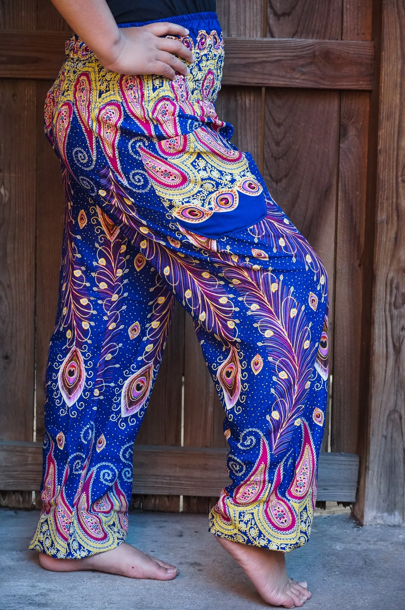 Blue and Orange Peacock Pants