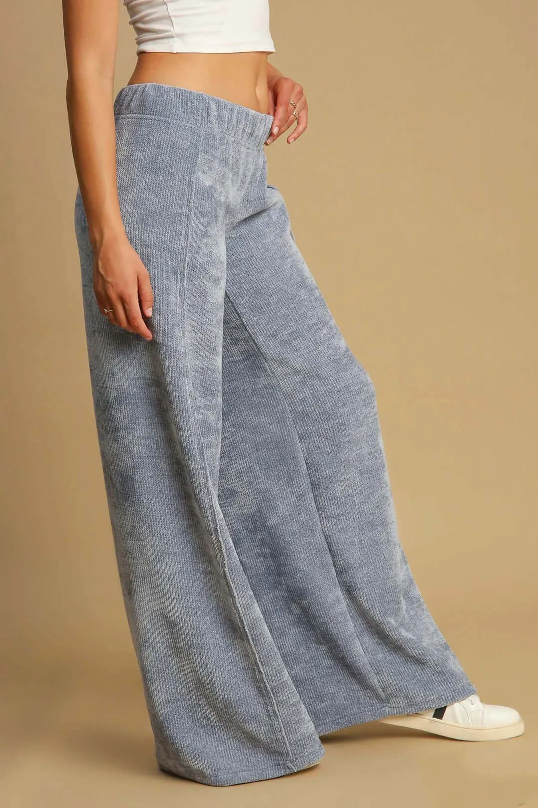 BLUE  MIST CHENILLE PANTS- Umgee