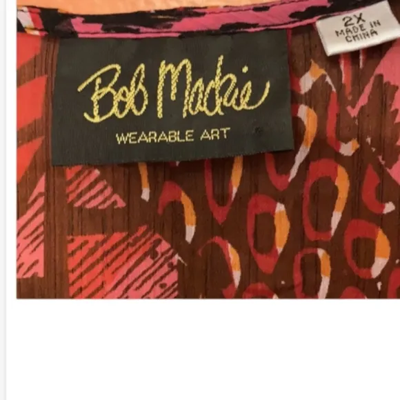 Bob Mackie Burnt Orange Mauve Artsy Open Front Boho Cardigan Vest 2X