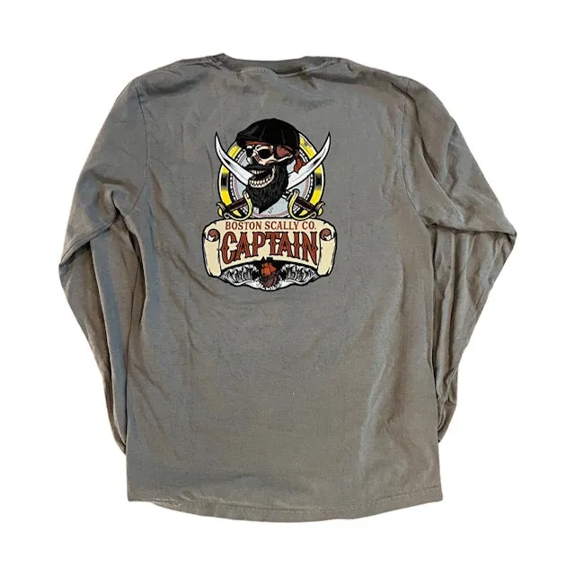 Boston Scally The Captain Long Sleeve Pocket Tee T-Shirt - Driftwood