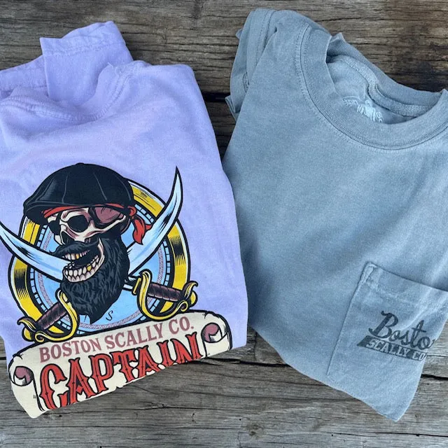 Boston Scally The Captain Long Sleeve Pocket Tee T-Shirt - Driftwood