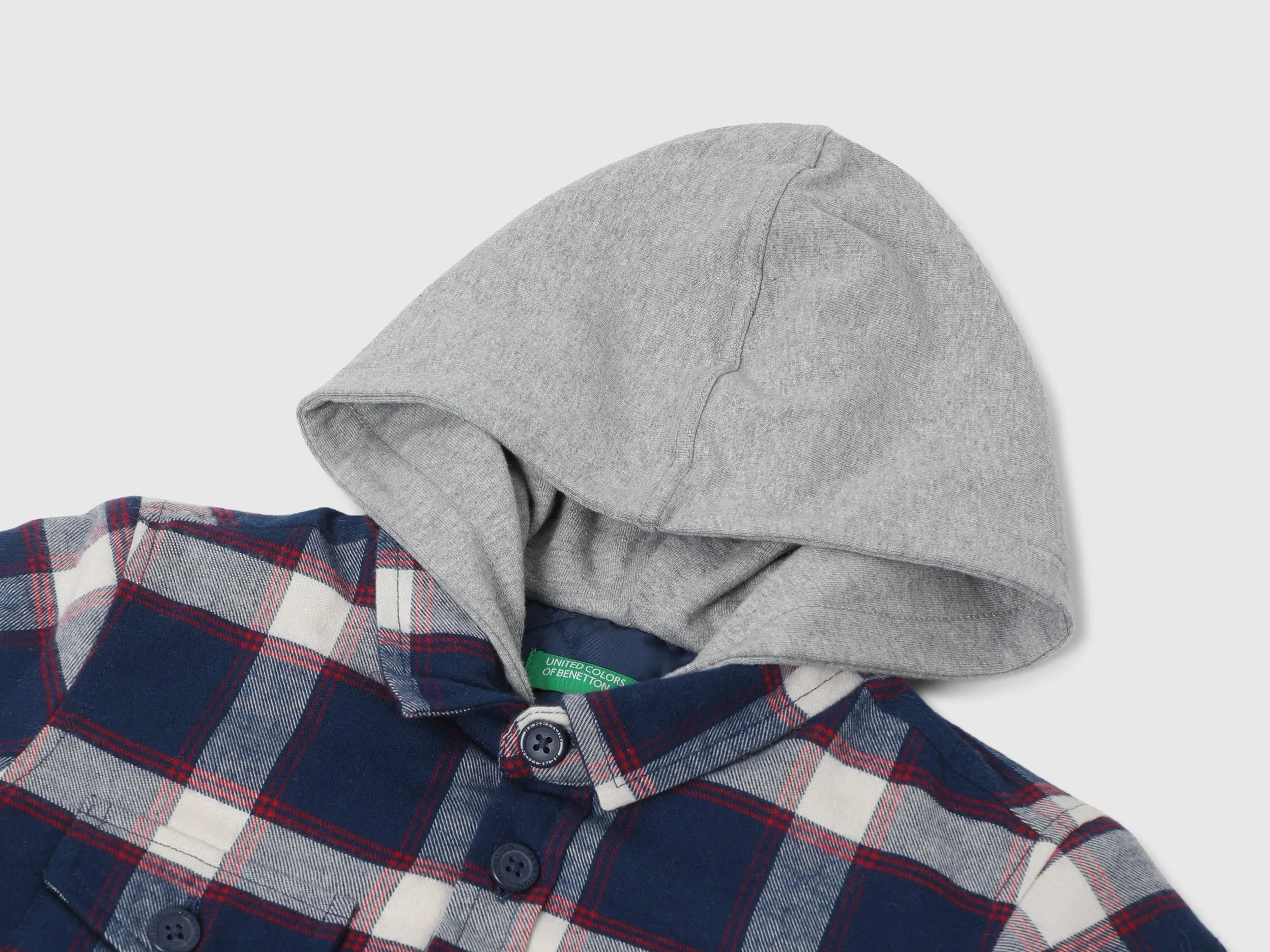 Boys Check Hooded Neck Shirt