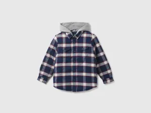 Boys Check Hooded Neck Shirt