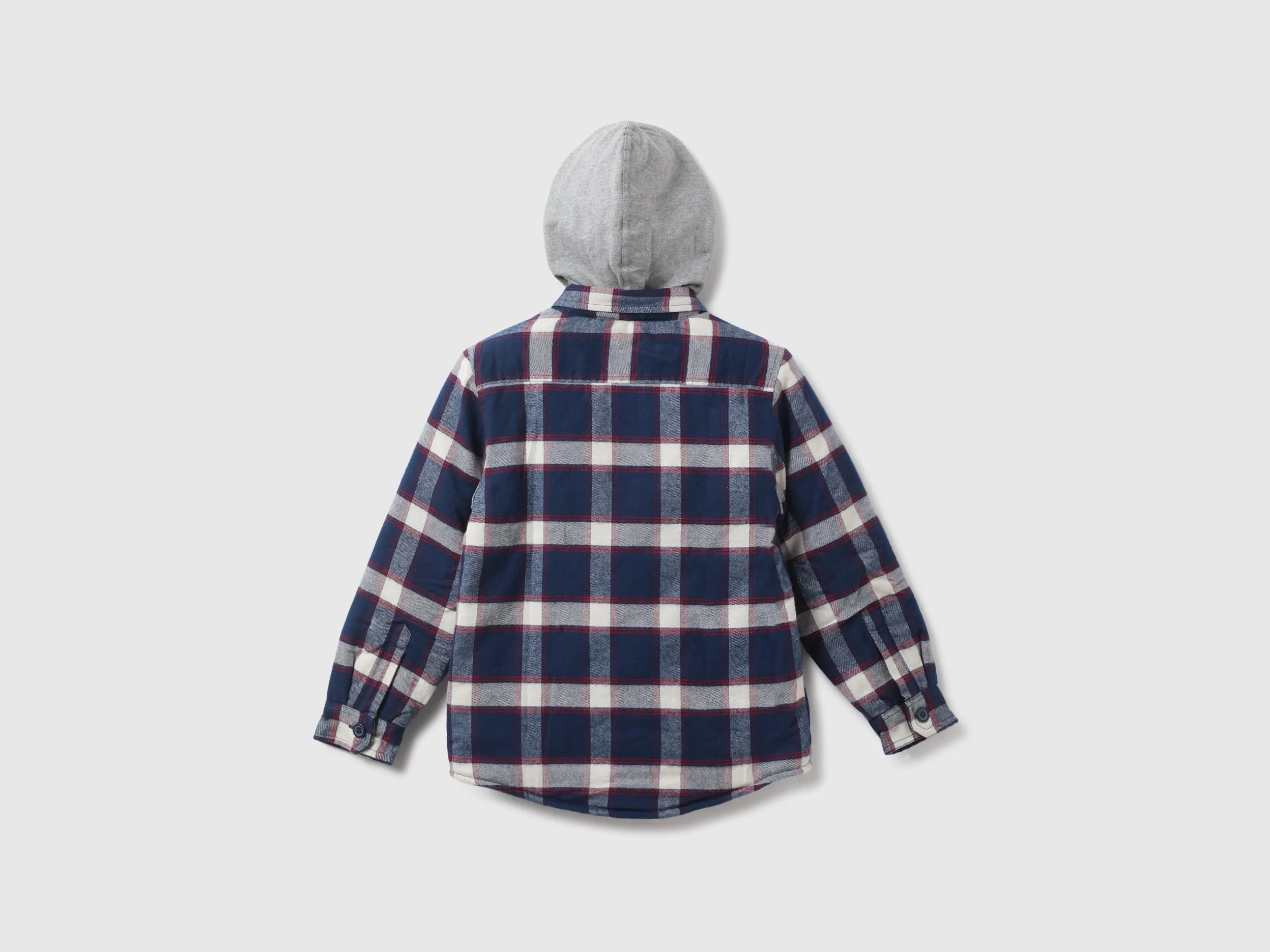 Boys Check Hooded Neck Shirt