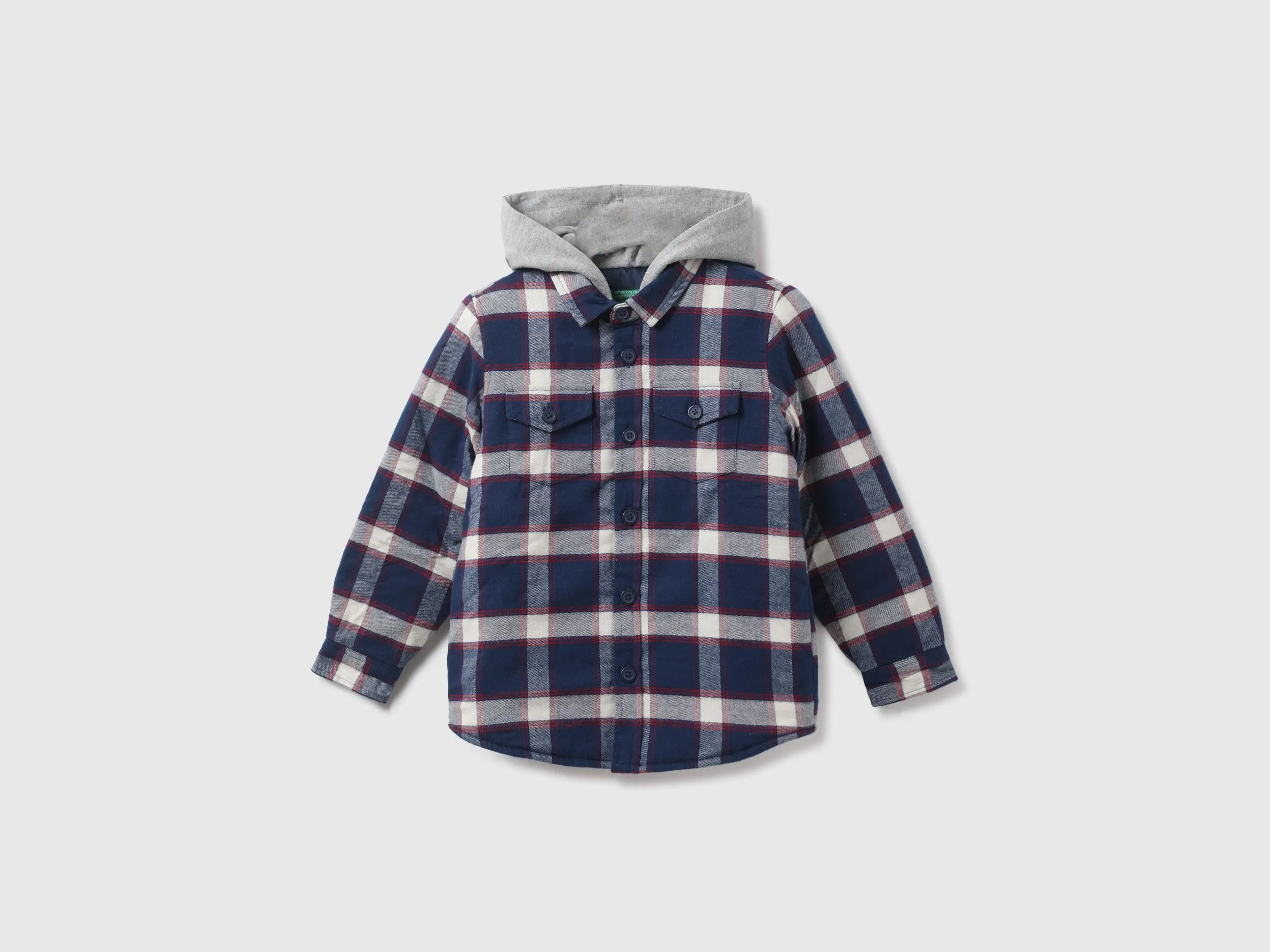 Boys Check Hooded Neck Shirt