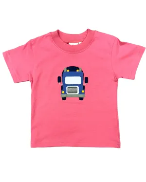 Boys S/S Shirt w/ Semi Truck - Salmon