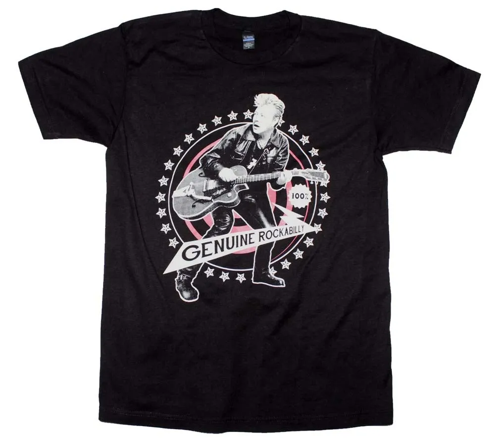 Brian Setzer Genuine Rockabilly Mens T Shirt Black