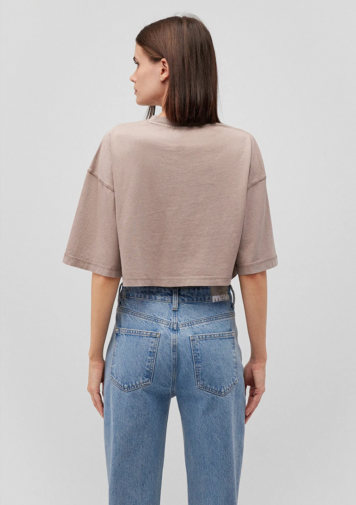 Brown Basic Crop T-Shirt
