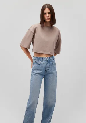 Brown Basic Crop T-Shirt