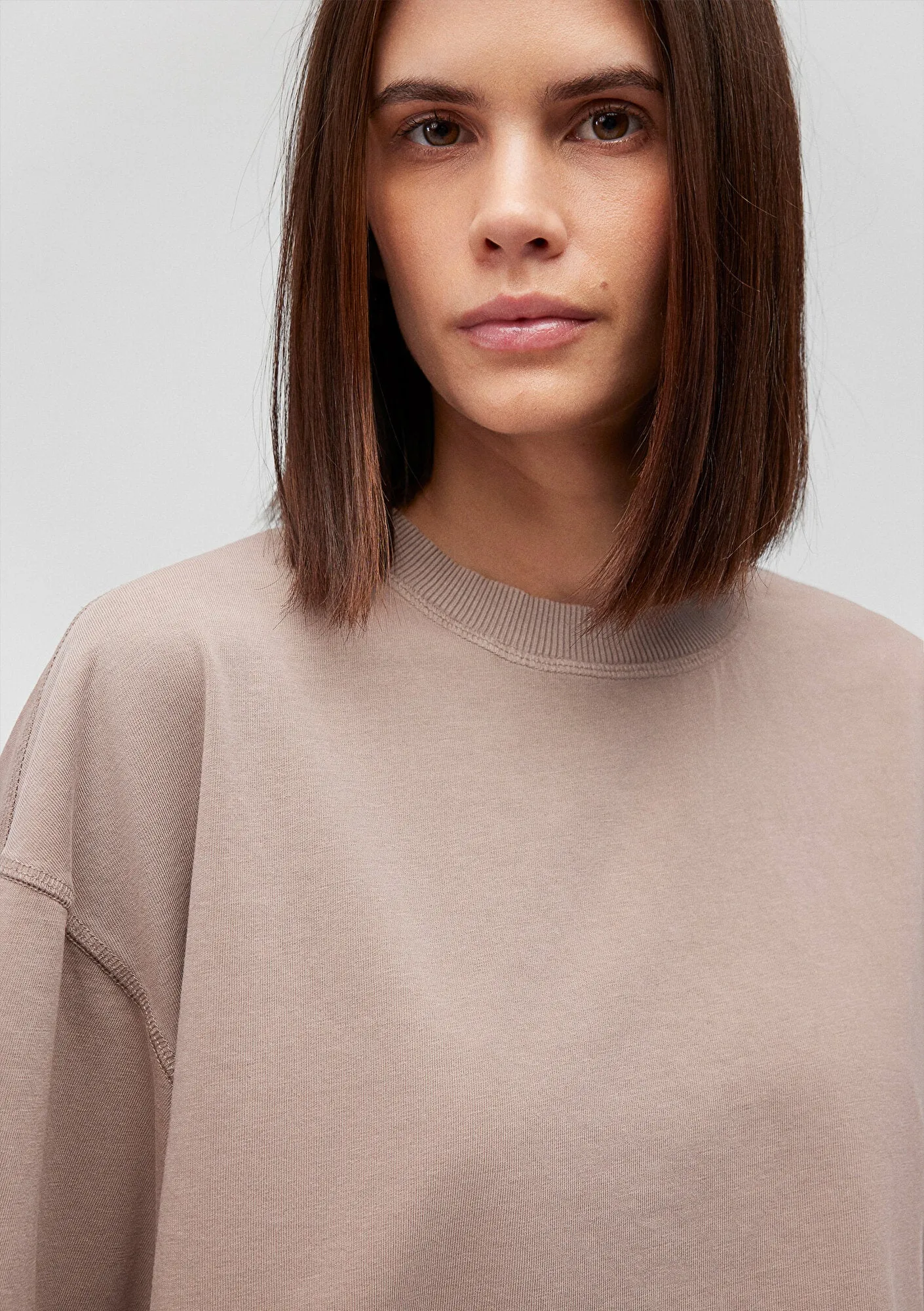 Brown Basic Crop T-Shirt