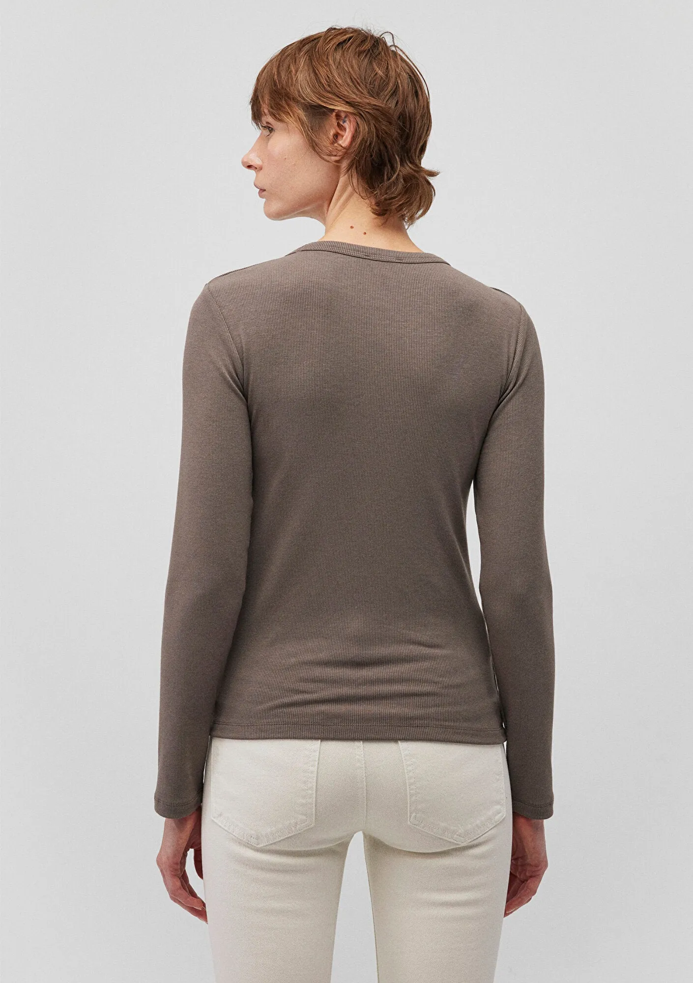 Brown Long Sleeve Basic T-Shirt