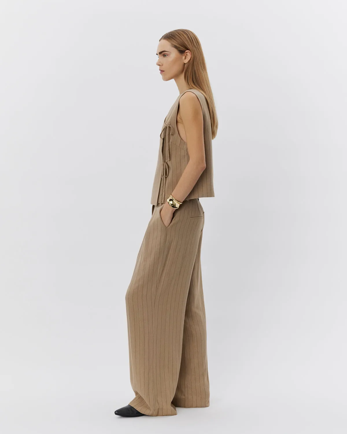 CAILINSW VEST - Light Brown Striped
