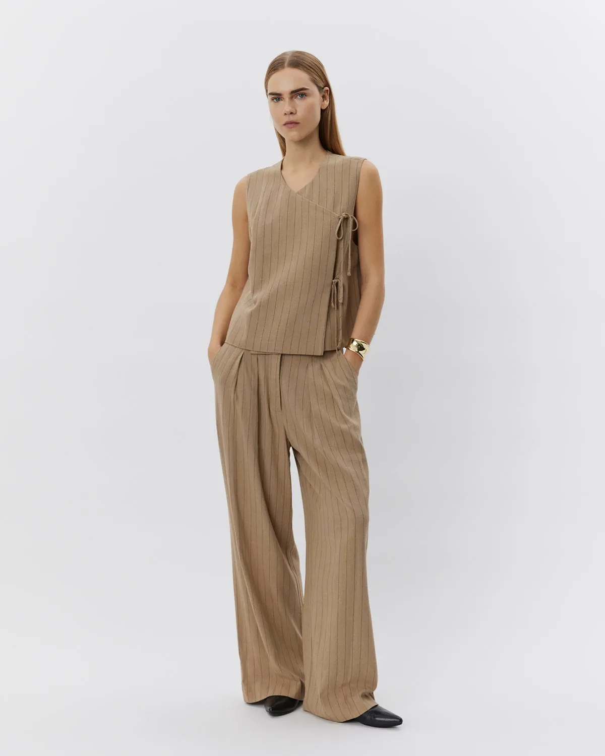 CAILINSW VEST - Light Brown Striped