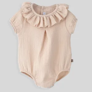 Calamaro Unisex Baby Cotton Romper Vest – Beige Lightweight Outfit